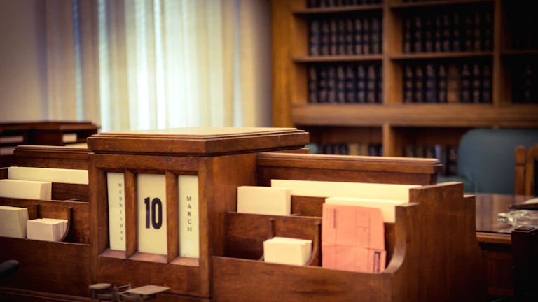 변호사들이 현대적인 사무실에서 서류를 검토하는 모습