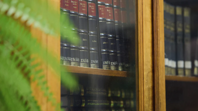 법률 서류와 판사봉