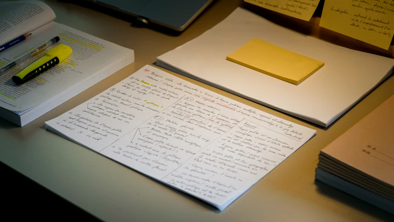 책상 위에 놓인 법률 서류와 펜